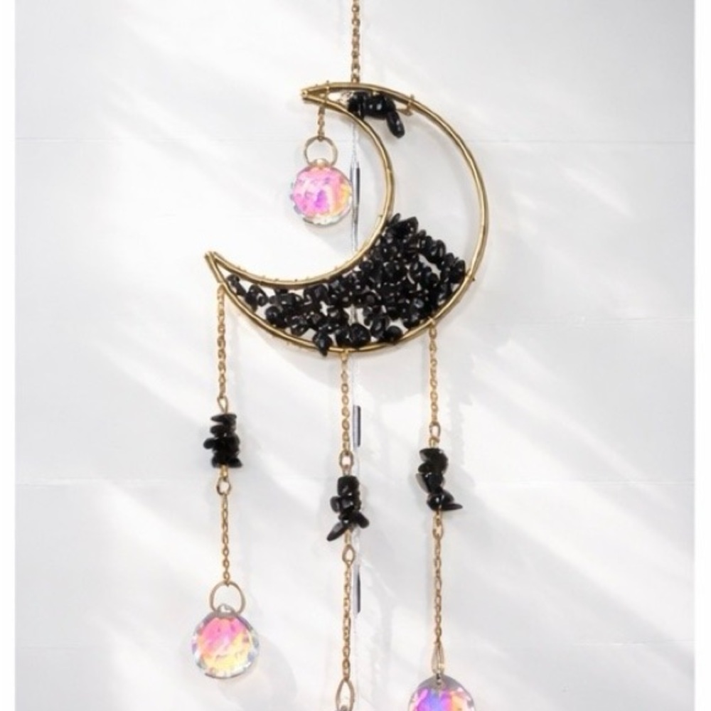 Celestial Black Crystal Moon Suncatcher